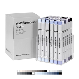 Brush Dual-Tip Marker Set - Grey (36-pc)