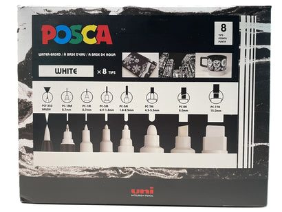 POSCA White 8 PC-Mix Water Based Paint Marker Set