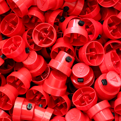 Red Transversal Calligraphy Caps