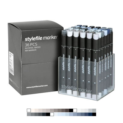 Classic Dual-Tip Marker Set - Grey (36-pc)